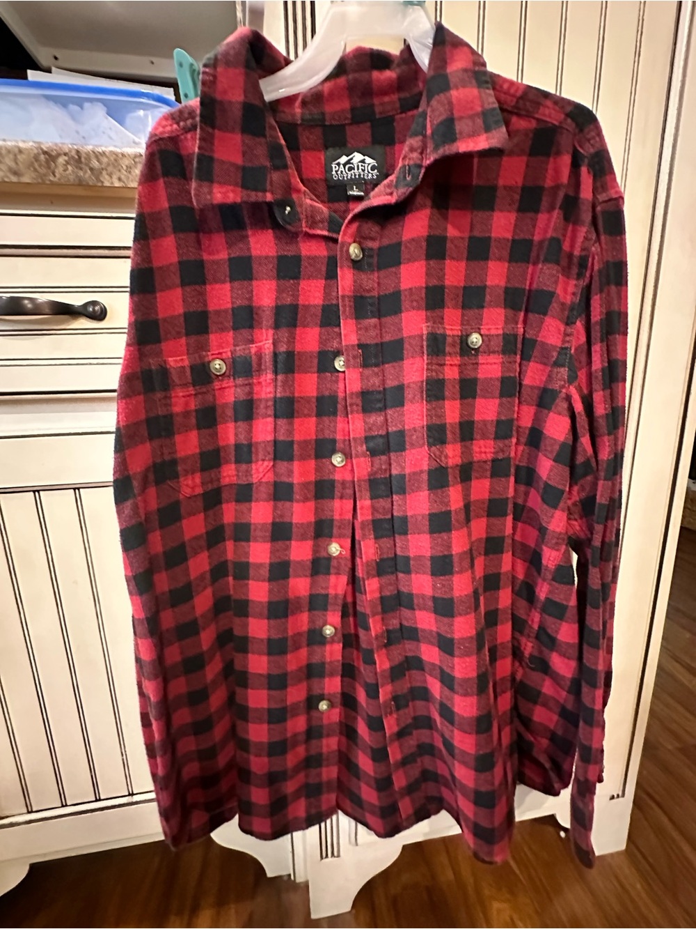 Pacific Trail Men’s Red and Black Plaid Button-Down Flannel Shirt